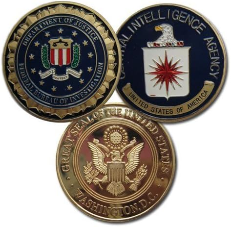 Lots of 2 FBI CIA 24K G-P Challenge Coin