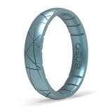 Enso Rings Etched Thin Legend Silicone Ring - Ultra Comfortable, Breathable, and Safe Wedding Ring - Yeti Frost, 6