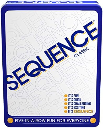 Sequence in a Tin - Five-in-a-Row Fun for Everyone by Jax, White, 2-12 Players