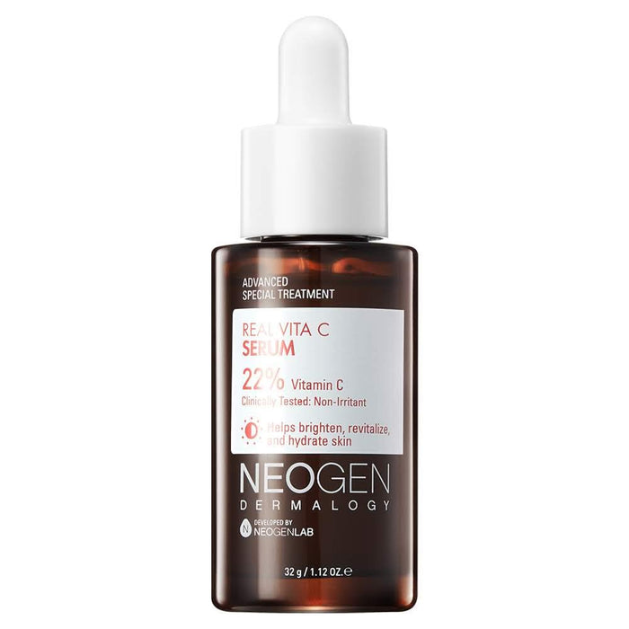 DERMALOGY by NEOGEN Real Vita C Serum 1.12 oz (32g) - Brightening, Hydrating Facial Serum with 22% Vitamin C (Pure Ascorbic Acid), Vitamin E, Vitamin B5 and Niacinamide - Korean Skin Care