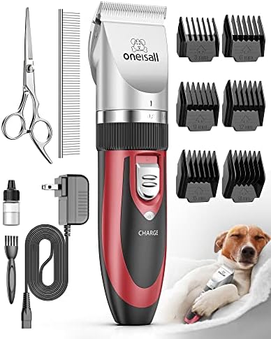 oneisall Dog Shaver Clippers Low Noise Rechargeable Cordless Electric Quiet Hair Clippers Set for Dogs Cats Pets