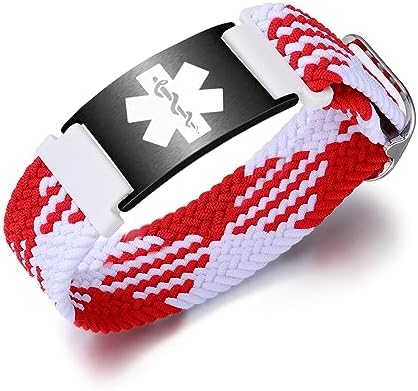 Personalized Sport Medical Alert Bracelets for Women Men - Custom Medical ID Bracelets with Free Engraving - Hook and Loop/Elastic/Stainless Steel/Silicone Watch Wristband Emergency Bracelet