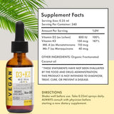 Vitamin D3 + K2 Liquid Drops (MK4 & MK7) Organic Fractionated Coconut Oil, Plant-Based, Gluten-Free, Dairy-Free, Soy-Free, Nut-Free - High Potency, Derived from Lichen & Natto, 2oz 240 Days Supply