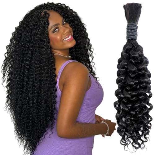 Human Braiding Hair for Boho Braids 50g 18 Inch Water Wave Bulk Human Hair for Braiding No Weft 12A Brazilian Virgin Hair Extensions Wet and Wavy Human Hair (Water wave, 50g-18 inch)