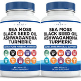 Liberty Lifestyle Sea Moss 3000mg Black Seed Oil 2000mg Ashwagandha1000mg Burdock 1000mg Root Mineral Support (120)