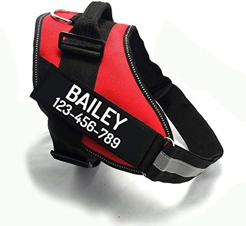 PawPawify Custom No Pull Dog Harness with Name and Phone Number, Heavy Duty Personalized Pet Vest to Prevent Tugging, Pulling, or Choking, Training and Walking (Red, XS (5-9LBS))