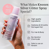 Eva NYC Kweeen Silver Body and Hair Glitter Spray for Shimmer, Washable Glitter Hairspray for Any Party Look, 4.9 oz