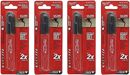 Milwaukee 48-22-3103 Inkzall Jobsite Marker, Medium, Black, Pack Of 4