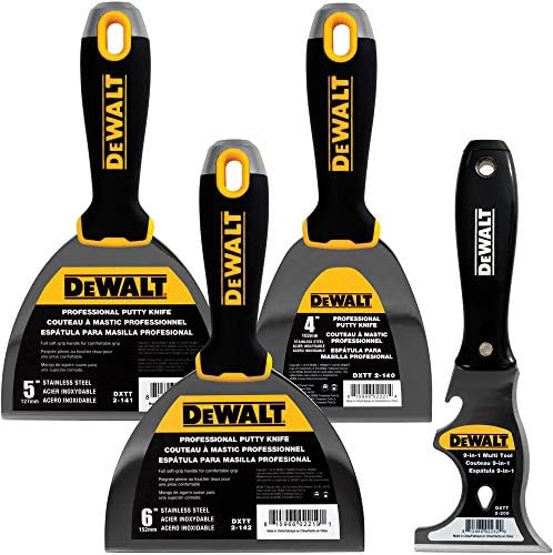DEWALT Stainless Steel Putty Knife 3-Pack + FREE Bonus 9-in-1 Multitool | Soft Grip Handles | DXTT-3-140