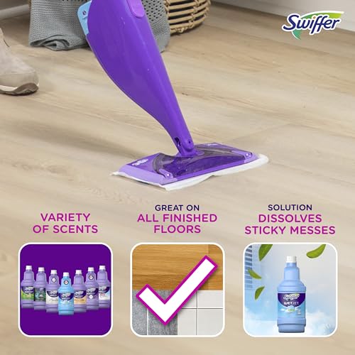 Swiffer WetJet Multi-Purpose and Hardwood Liquid Floor Cleaner Solution Refill, with Gain Scent (2 count, 42.2 fl oz each)