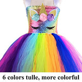 Light Up Unicorn Birthday Decorations for Girls Halloween Christmas Party Outfits LED Kids Princess Flower Tutu Sequin Dress 5 6 Year Old Gifts Cosplay Favors with Headband and Wings 5t - 6t Rainbow