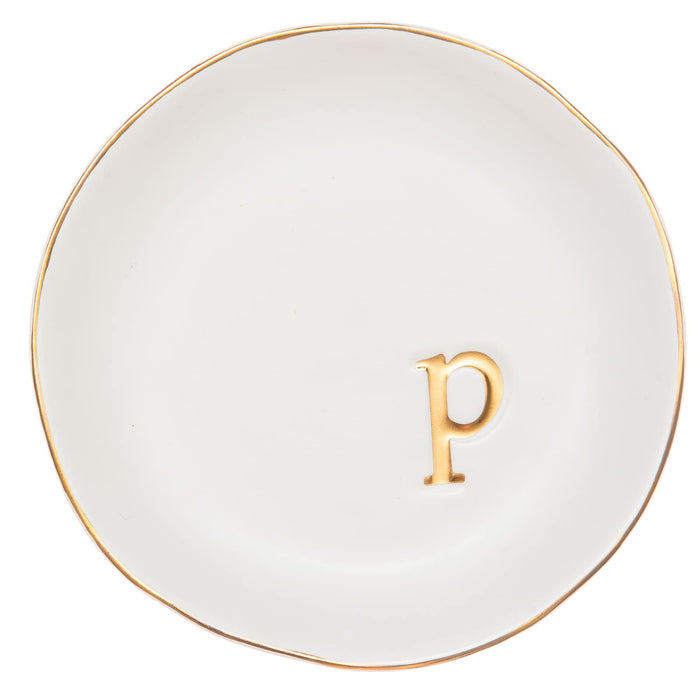 COLLECTIVE HOME - Ceramic Jewelry Tray, Decorative Trinket Dish for Rings Earrings Necklaces Bracelet Watch Keys, Birthday Mother's Day for Women, 4.75", White Surface (P)