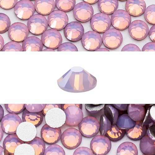 Novani 3000 Pieces Flatback Rhinestones Glass Round Gems Pink Opal Crystals for Nail Art DIY Crafts Clothes Shoes,SS6,1.9-2.0mm
