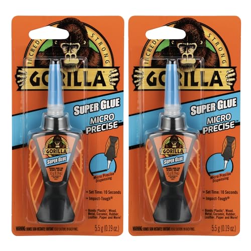 Gorilla Micro Precise Super Glue, 6 Gram, Clear, (Pack of 2)