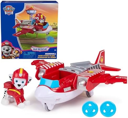 Paw Patrol: Air Rescue Marshall Action Figure & Hero Hydro Airplane Toy with Projectile Launcher & 2 Projectiles, Kids Toys for Boys & Girls Ages 3+