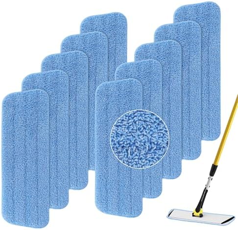 Replacement Microfiber Pad for Rubbermaid Commercial 18 Inch and 17 Inch Mop - 10 Pack Wet & Dry Commercial Cleaning Refills Reusable Mop Refills Fit for Any Microfiber Flat Mop 18" 17" - Trapezium