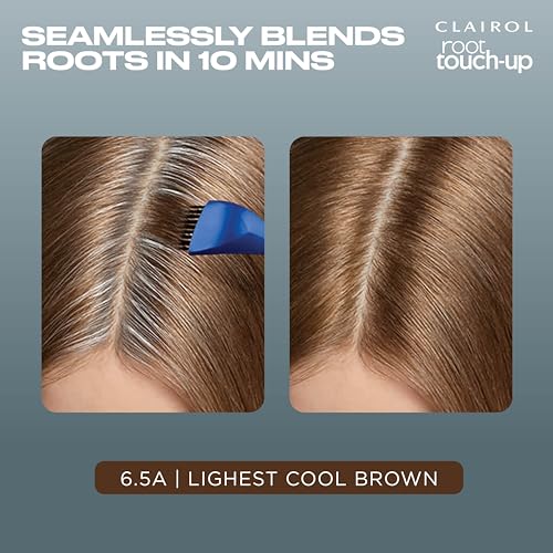 Clairol Root Touch-Up by Nice'n Easy Permanent Hair Dye, 6.5A Lightest Cool Brown Hair Color, (Pack of 2)