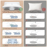 TailsUp Cervical Neck Pillow Neck Pain Relief, Adjustable Ergonomic Memory Foam Pillow for Neck and Shoulder Pain Relief, Bed Contour Support Pillows for Side Sleepers, Back & Stomach Sleepers