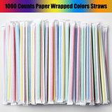 ALINK 1000 Count Colorful Flexible Plastic Drinking Straws, Individually Wrapped, Disposable Bendy Straws - 7.75 in x 0.23 in