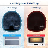 Gel Ice Migraine Headache Relief Cap, Adjustable Headache Cap Migraine with Drawstring Fits All Heads, Cold Compression Migraine Relief Cap for Tension, Stress, Sinus, Puffy Eyes, Hot/Cold Therapy