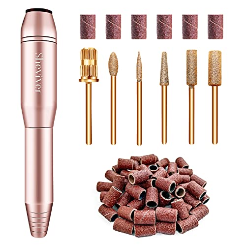Electric Nail Drill, Electric Nail File for Acrylic Gel Nails, Professional Nail Drill Machine Efile Manicure Pedicure Tools with Gold Nail Drill Bits for Home Salon Use