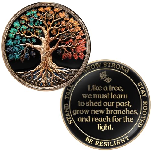 MilestoneMint Affirmation Sobriety Coin Gift Set | Tree of Life AA Chip Medallion with Coin Capsule, Display Stand & Card | Sobriety Gifts for Anniversary Month & Year for Men & Women in Recovery