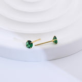 Tiny Emerald Earrings Green Earrings with 18K Gold Plated Sterling Silver Stud, Hypoallergenic Handmade Stud Earrings for Women Gift for Christmas New Year-5mm