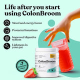 ColonBroom Psyllium Husk Powder (Strawberry) - Colon Cleanse for Bloating Relief & Gut Health - Colon Broom Fiber Powder Drink - Vegan, Gluten Free, Non-GMO Fiber Powder Supplement, 60 Servings