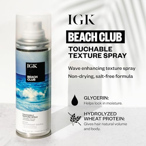 IGK BEACH CLUB Volumizing Texture Spray for Wavy, Curly, Dry Hair | Vegan, Cruelty-Free | 5 Oz