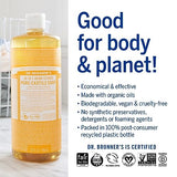 Dr. Bronner's - Pure-Castile Liquid Soap (Citrus, 32 ounce, 2-Pack) - Made with Organic Oils, 18-in-1 Uses: Face, Body, Hair, Laundry, Pets and Dishes, Concentrated, Vegan, Non-GMO