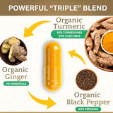 Organic Turmeric Capsules | Turmeric Ginger Supplements with Black Pepper | USDA Organic Ginger and Turmeric Capsules | Turmeric Organic Tumeric Curcumin | Turmeric and Ginger Supplements | 60 Pills