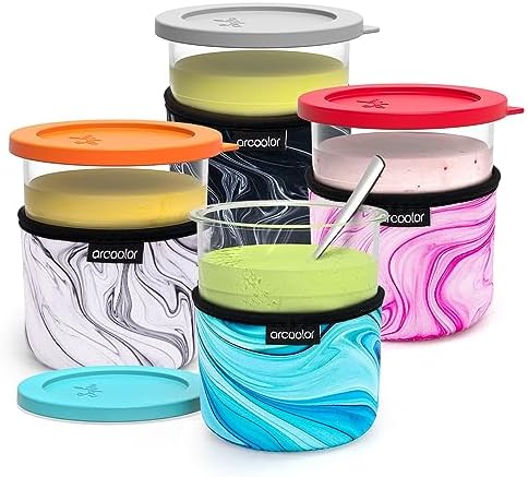 Ice Cream Neoprene Sleeve, Reusable Insulated Sleeves for Ninja Creami Pints, Compatible with NC501, NC500 Series Deluxe Ice Cream Maker Containers - Containers not Included (24oz, 4 Pack)