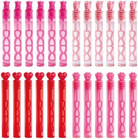 24PCS Valentines Day Bubble Wands, Mini Bubble Wands for Valentines Day Party Favors, Valentines Gift Toys for Girls Boys Kids Toddler Adults, Party Bag Stuffers Goodie Bag Filler, Classroom Prizes
