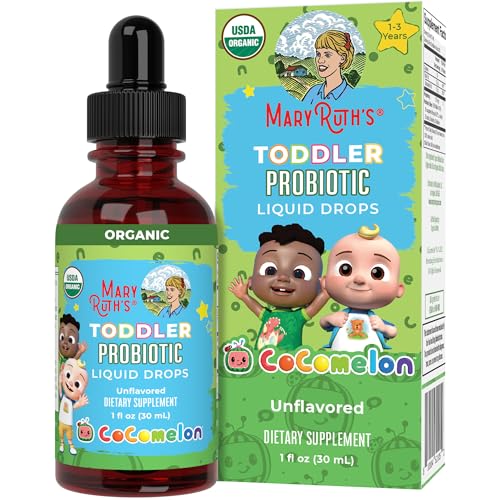 MaryRuth Organics Cocomelon Toddler Probiotic Liquid Drops | Kids Probiotics for Ages 1-3 | Digestive Health | Immune Support Supplement | USDA Organic | Sugar Free | Vegan | Gluten Free | 1 Fl Oz