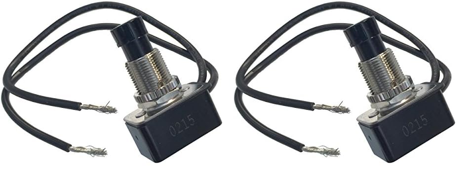 Gardner Bender GSW-21 Electrical Motor Rated Push-Button Switch, SPST, Push ON-Push Off, 10 A/125V AC, 6 inch Wire Terminal, Black (Pack of 2)