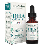 DHA Omega 3 Liquid Drops - Baby Vitamin DHA Omega 3 for Infant - Vegan Friendly, Great Tasting - Omega 3 Supplement w/Organic Orange Oil Supports Healthy Brain, Eyes, Immune System