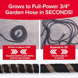 POCKET HOSE Copper Bullet Expandable Garden Hose w/10 Pattern Thumb Spray Nozzle AS-SEEN-ON-TV 25 FT 650psi