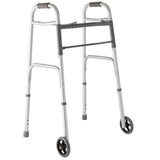 Medline Lightweight Folding Walker with 5” Wheels, Aluminum Frame Supports up to 300 lbs. ( Pack of 4)