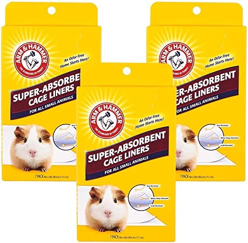 Arm & Hammer for Pets Super Absorbent Cage Liners for Guinea Pigs, Hamsters, Rabbits & All Small Animals Best Cage Liners for Small Animals (Pack of 3, 21 Count Toal)