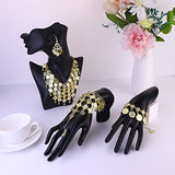 Besteel 6 Pcs Belly Dance Jewelry Set for Women Gold Sequins Head Chains Vintage Coins Veil Necklace Boho Earrings Bracelets Anklet Indian Style Body Dance Play Accessories Halloween Carnival Cosplay