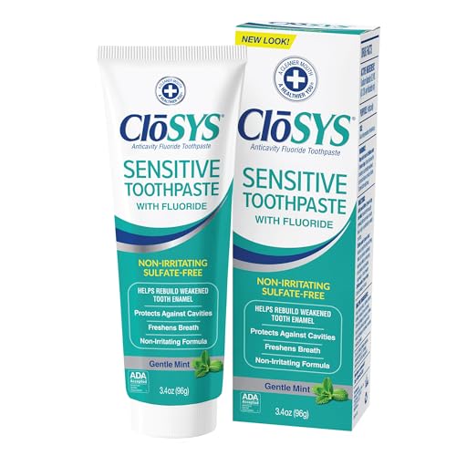 CloSYS Fluoride Toothpaste, 3.4 Ounce, Travel Size, Gentle Mint, TSA Compliant, Whitening, Enamel Protection, Sulfate Free