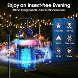 Bug Zapper Outdoor Indoor Mosquito Zapper Solar Fly Zapper Rechargeable Electric Mosquito Killer IP68 Waterproof Insect Fly Trap Plug in with RGB Light & Reading Lamp for Patio Camping Home Backyard