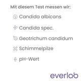 EVERLAB Candida Test – Candida albicans & weitere Pilze schnell & einfach zuhause testen | Stuhltest inkl. Zungenabstrich | Selbsttest für Zuhause