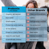 Probonix Probiotics for Adults, 30-Day Supply, Organic, Non-GMO Liquid Probiotic Drops, 12 Live Strains, Lactobacillus Acidophilus, Helps with Gas, IBS, Lactose Intolerance, and More - Grape