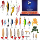 Fishing Tackle Christmas Advent Calendar 2024, Fishing Lures Set, Fishing Lure Advent Calendar, Fish Bait Christmas Calendar for 24 Days Surprise Gift for Christmas, Husband, Friend (24 Days-A)