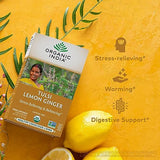 Organic India Tulsi Lemon Ginger Herbal Tea - Stress Relieving & Reviving, Immune Support, Aids Digestion, Vegan, USDA Certified Organic, Non-GMO, Caffeine-Free - 18 Infusion Bags, 6 Pack