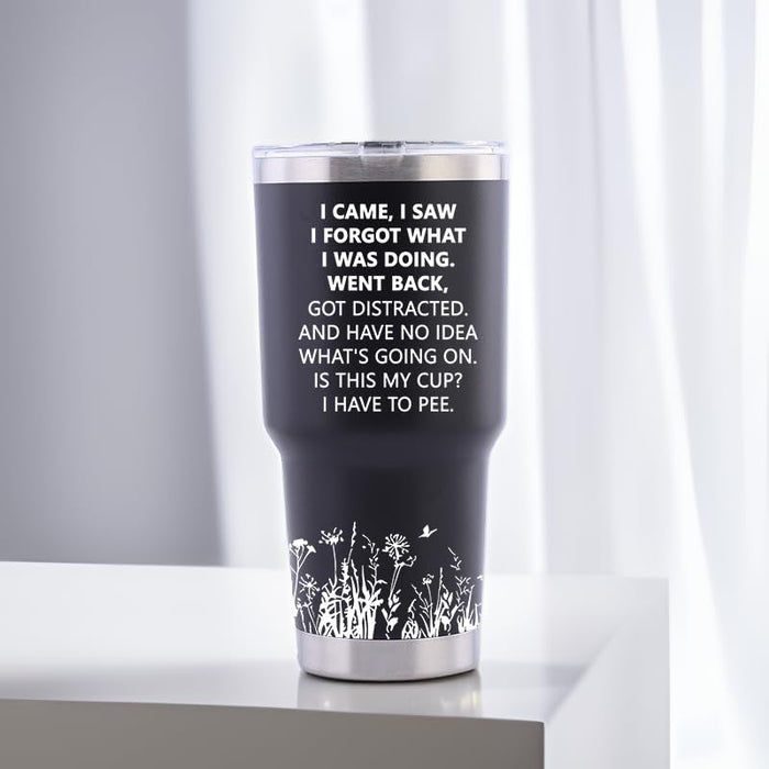 Eisfiel I Came I Saw I Forgot Tumbler, Funny Senior Citizens, 30oz Stainless Steel Tumblers Bulk, Funny Sarcasti Gifts for Elderly Grandma Grandpa Wife Husband for Retirement Birthday Gift Black