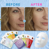 VESPRO Collagen Essence Sheet Facial Masks (48 Pack), Bulk Sheet Masks for Face, Skincare for All Skin Types, Moisturizing and Soothing, Natural Skin Care Spa Face Mask