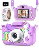 Seckton Kids Camera Toys for Girls Ages 3-8, Children Digital Video Camera with Protective Silicone Cover, Christmas Birthday Gifts for 3 4 5 6 7 8 Year Old Girls with 32GB SD Card