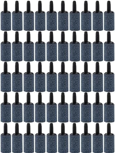 Pawfly Aquarium 1 Inch Air Stone Cylinder Grey Bubble Diffuser Oxygen Aerator Stone for Nano Air Pumps Small Buckets and Fish Tanks, 50 Pack